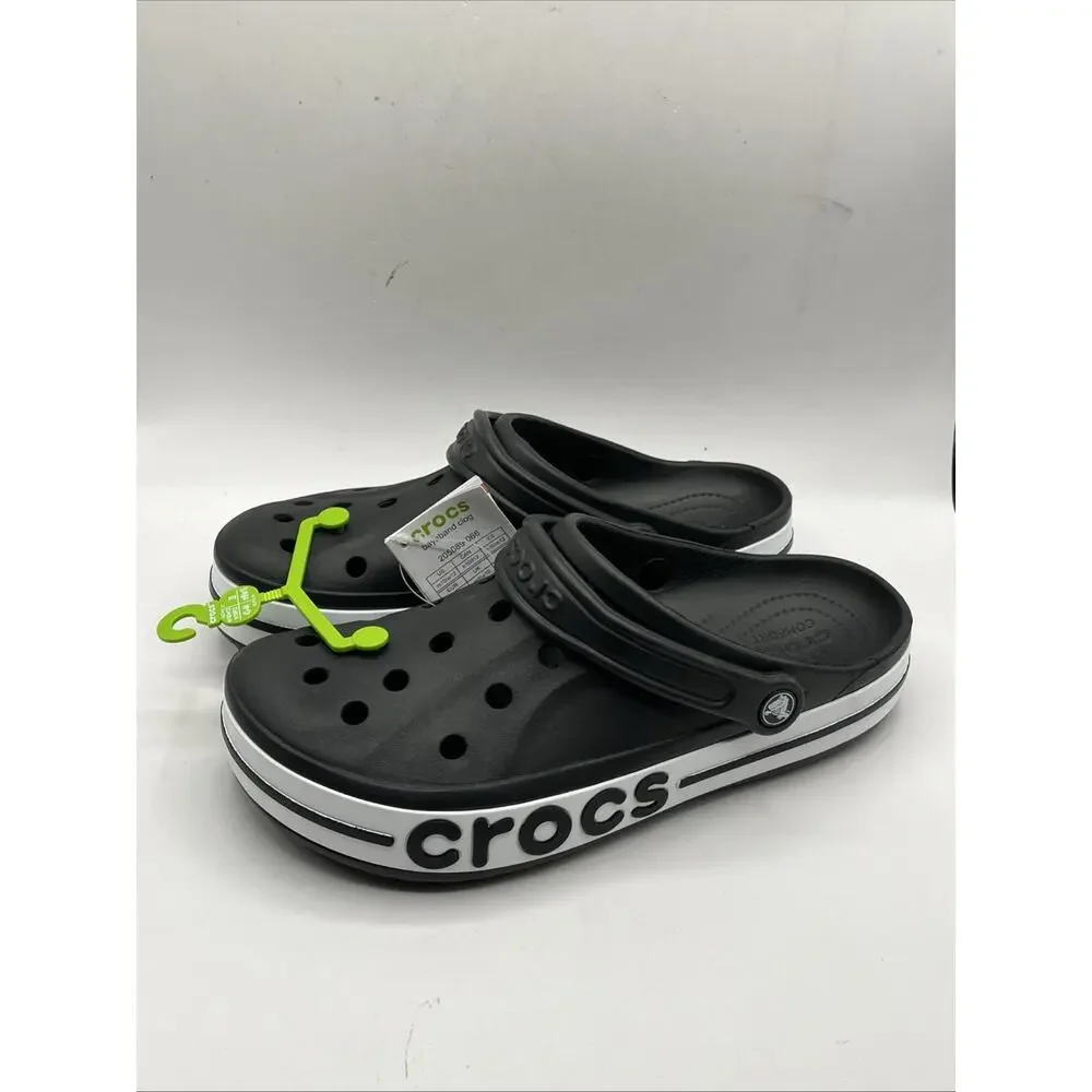 New Crocs Mens Sz 10 Adult Bayaband Clogs, Black/White 205089-066